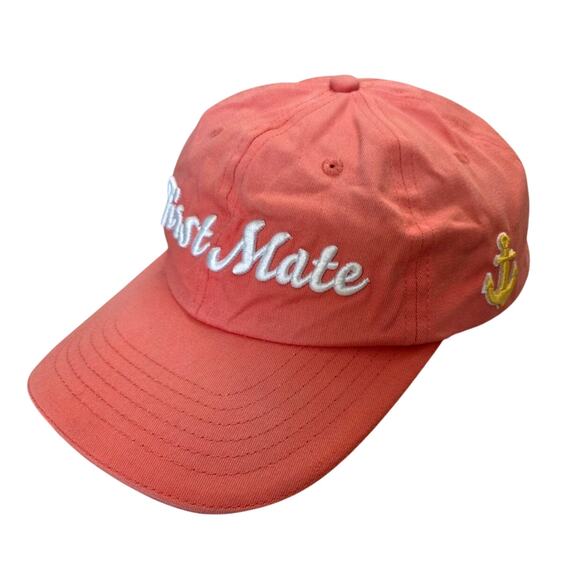 Embroidered First Mate Pink Hat Fishing Boating Lady Ponytail West Marine - Picture 1 of 7